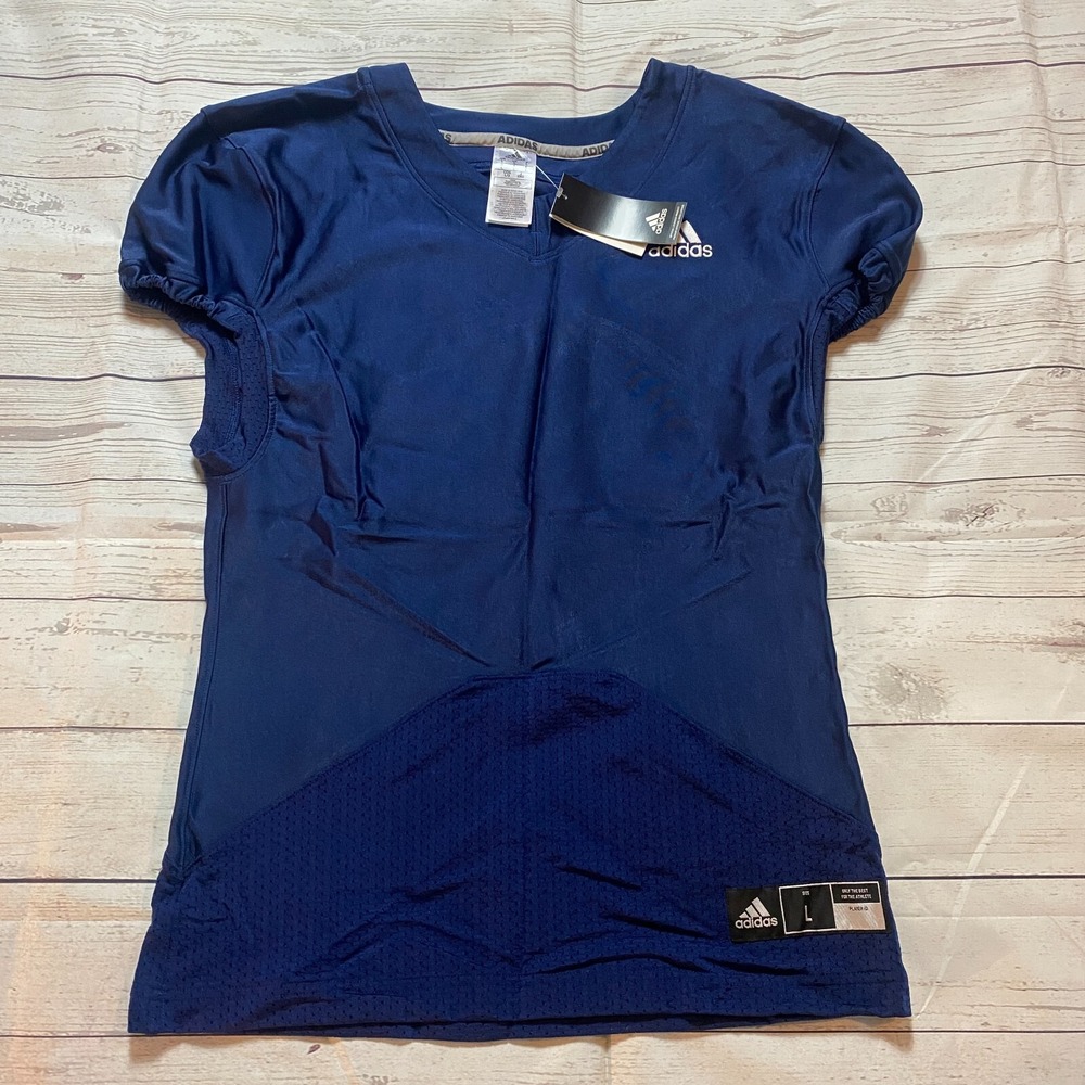 Adidas Jet Sweep Football Practice Blank Jersey Shirt Blue‎ Men's Size Large
